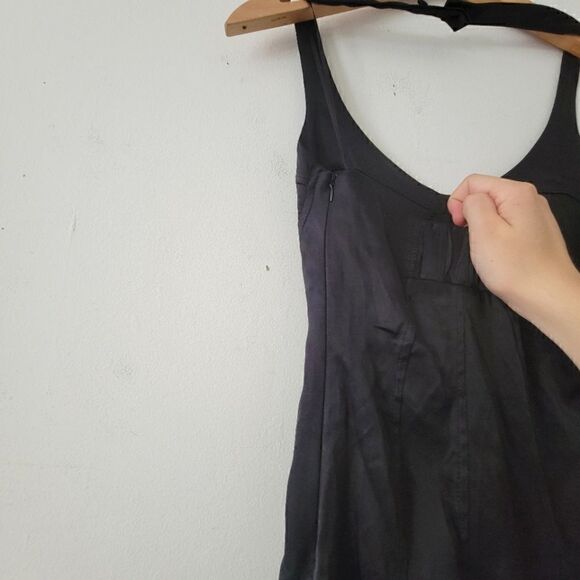 Zara Black Halter Mini Dress Satin M - Picture 9 of 11